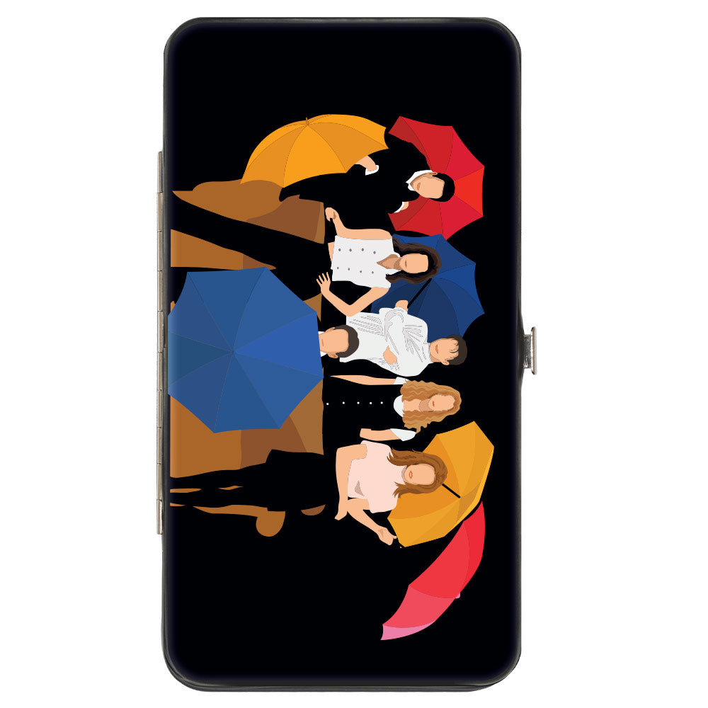 Hinged Wallet - Friends Umbrella Group Poses Silhouette I'LL BE THERE FOR YOU Black White Hinged Wallets Friends