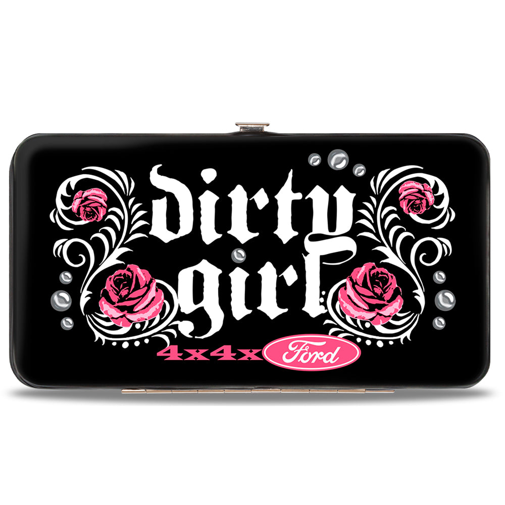Hinged Wallet - Floral DIRTY GIRL 4x4xFORD Black White Pink Hinged Wallets Ford