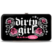 Hinged Wallet - Floral DIRTY GIRL 4x4xFORD Black White Pink Hinged Wallets Ford