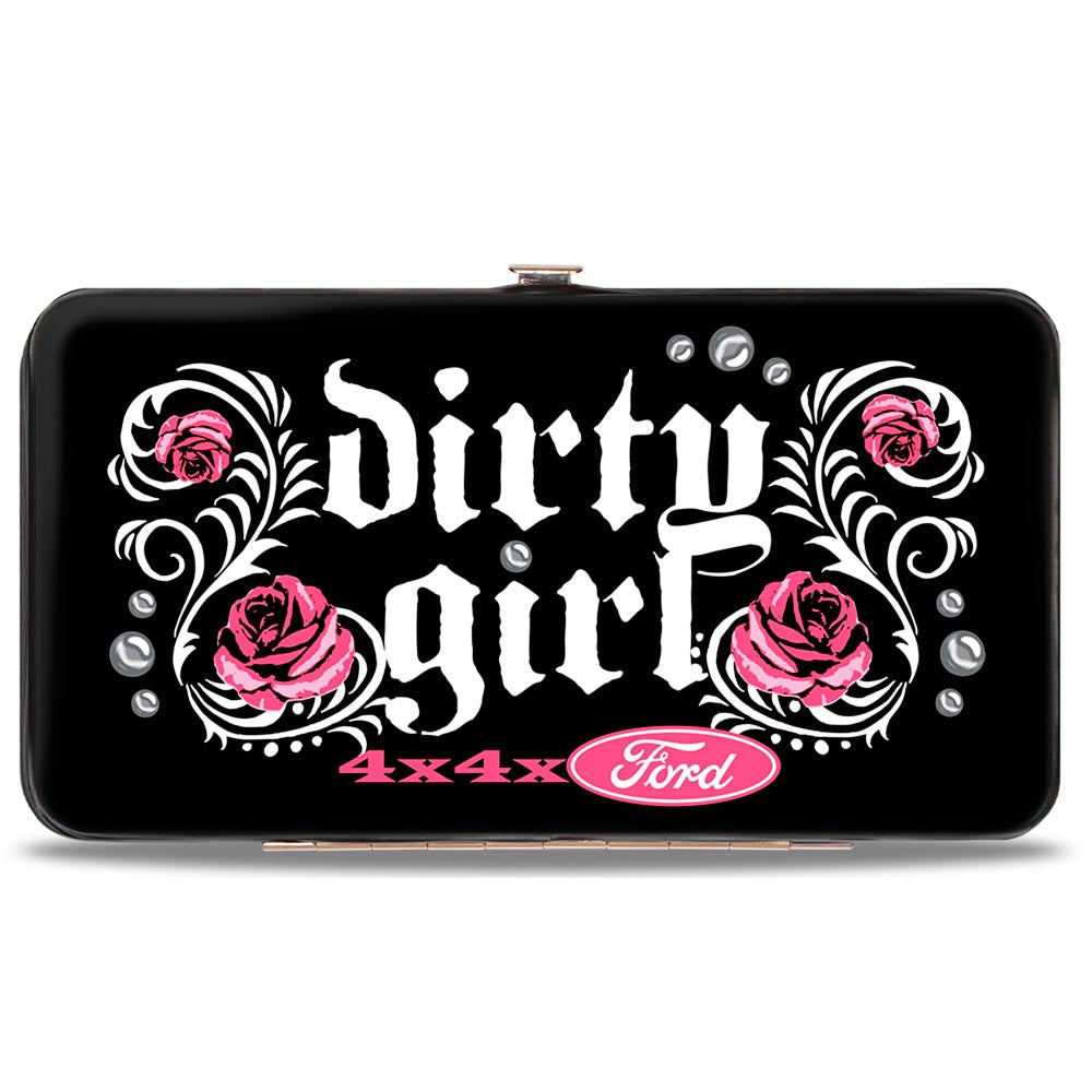 Hinged Wallet - Floral DIRTY GIRL 4x4xFORD Black White Pink Hinged Wallets Ford