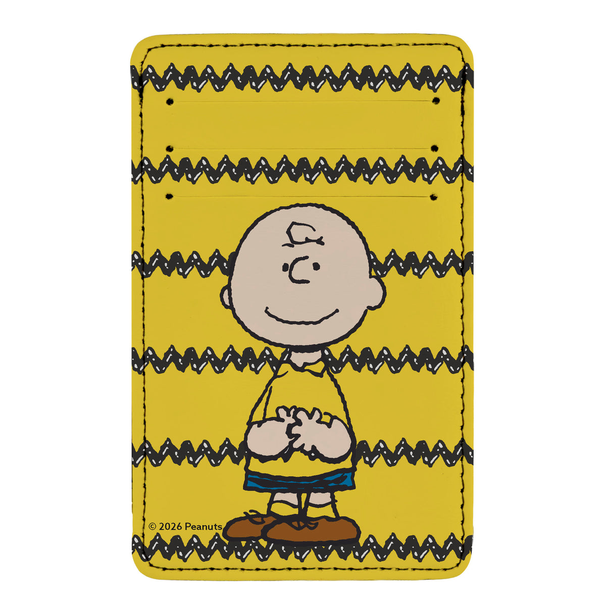 PU Wallet ID Card Holder - Charlie Brown Standing Pose Zig Zag Stripe Yellow/Black ID Card Wallets Peanuts