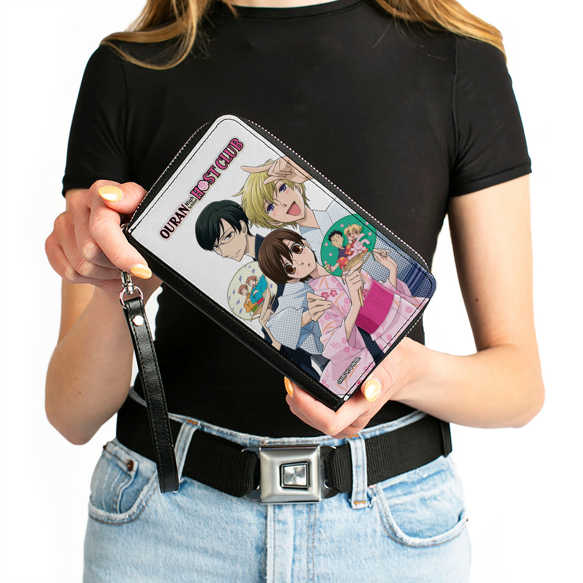 PU Zip Around Wallet Rectangle - OURAN HIGH SCHOOL HOST CLUB Kimono Group Pose White Clutch Zip Around Wallets Ouran High School Host Club