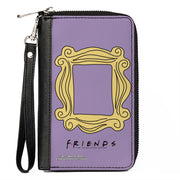 Women's PU Zip Around Wallet Rectangle - Friends Monica's Peephole Frame Lavender Yellow Clutch Zip Around Wallets Friends   