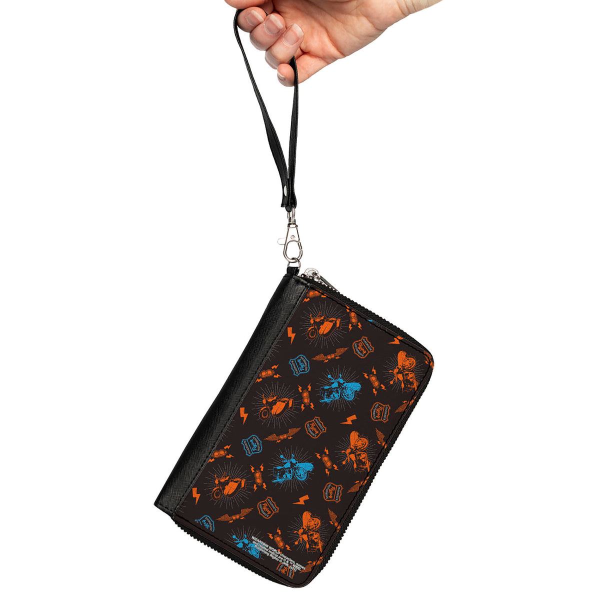 Women's PU Zip Around Wallet Rectangle - Harry Potter HAGRID'S FLYING MOTORBIKE Scattered Black Gray Blue Orange Clutch Zip Around Wallets Harry Potter