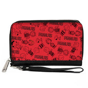 Peanuts Gang Six Character Logo Collage Zip Around Wallet – Fan Gear Red/Black Clutch Zip Around Wallets Peanuts