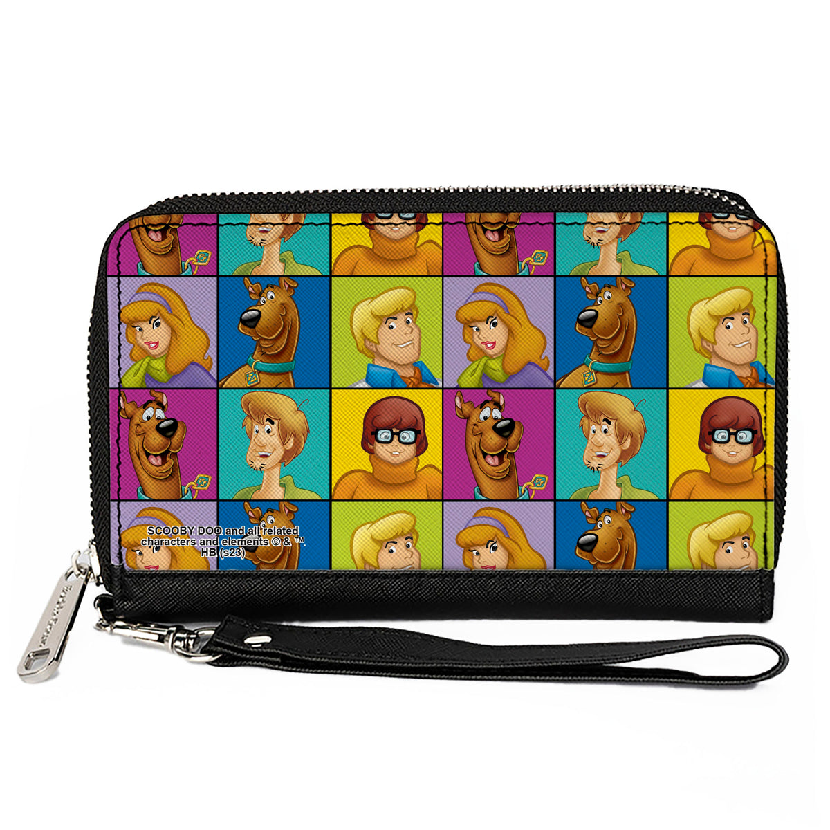 PU Zip Around Wallet Rectangle - Scooby Doo 5-Character Face Blocks Multi Color Clutch Zip Around Wallets Scooby Doo   