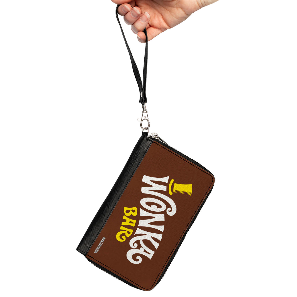 PU Zip Around Wallet Rectangle - Willy Wonka and the Chocolate Factory WONKA BAR Logo Brown Yellow White Clutch Zip Around Wallets Willy Wonka and the Chocolate Factory