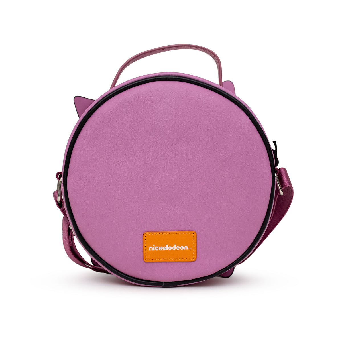 Nickelodeon Bag, Cross Body, Round, Invader Zim Piggy Close Up Applique with Embroidery, Pink, Vegan Leather Crossbody Bags Nickelodeon   