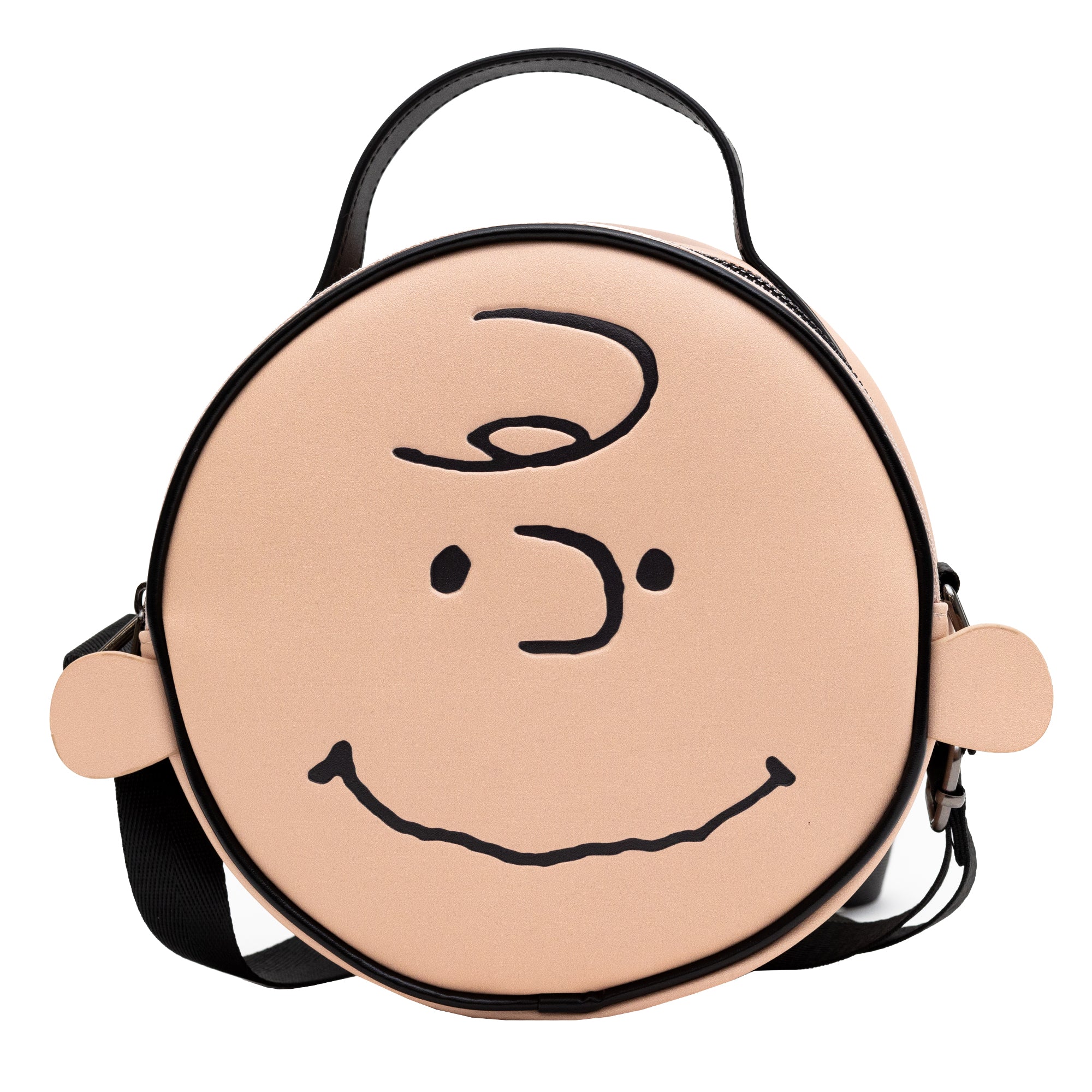 Charlie Brown Smiling Face Round Crossbody Bag – Peanuts Vegan Leather Crossbody Bags Peanuts