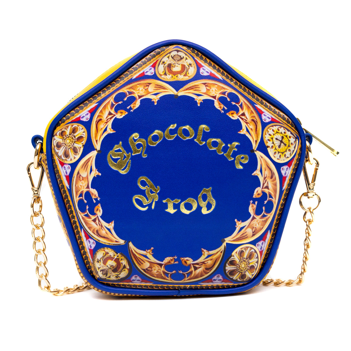 Harry Potter Bag, Crossbody, Figural, Chocolate Frog Candy Box Replica Debossed Gold, Blue, Vegan Leather Crossbody Bags Harry Potter