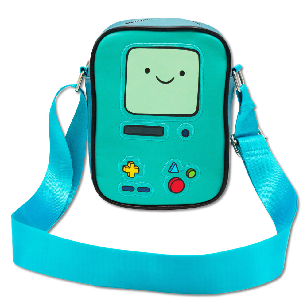 Adventure Time Bag, Crossbody, Adventure Time BMO Character Body Close Up Blues, Vegan Leather Crossbody Bags Adventure Time