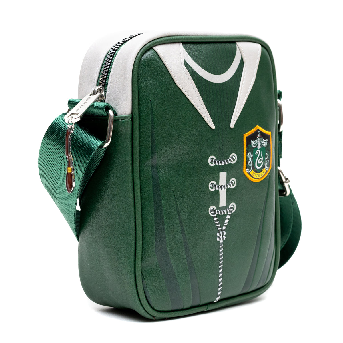 The Wizarding World of Harry Potter Vegan Leather Crossbody Bag with Adjustable Straps, Hogwarts Slytherin Quidditch Uniform Green Crossbody Bags Harry Potter
