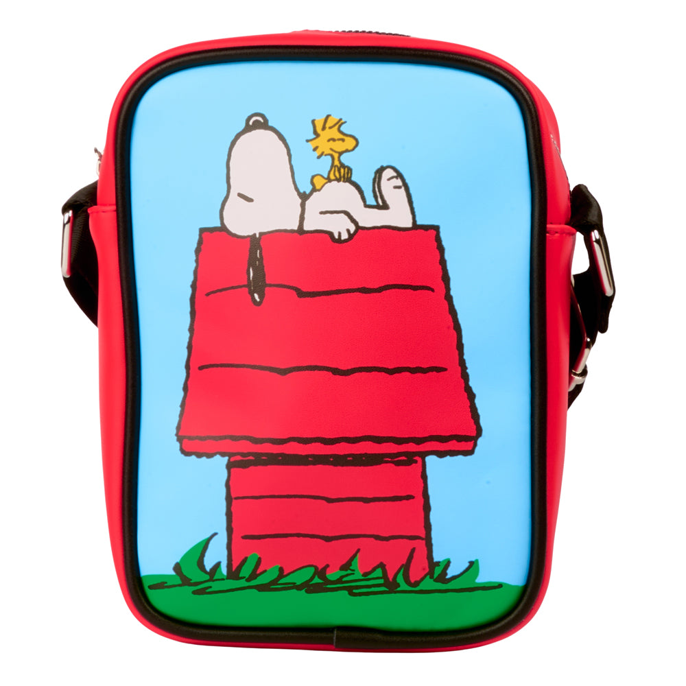 Peanuts Bag, Crossbody, Snoopy Dog House Poses, Light Blue, Vegan Leather Crossbody Bags Peanuts