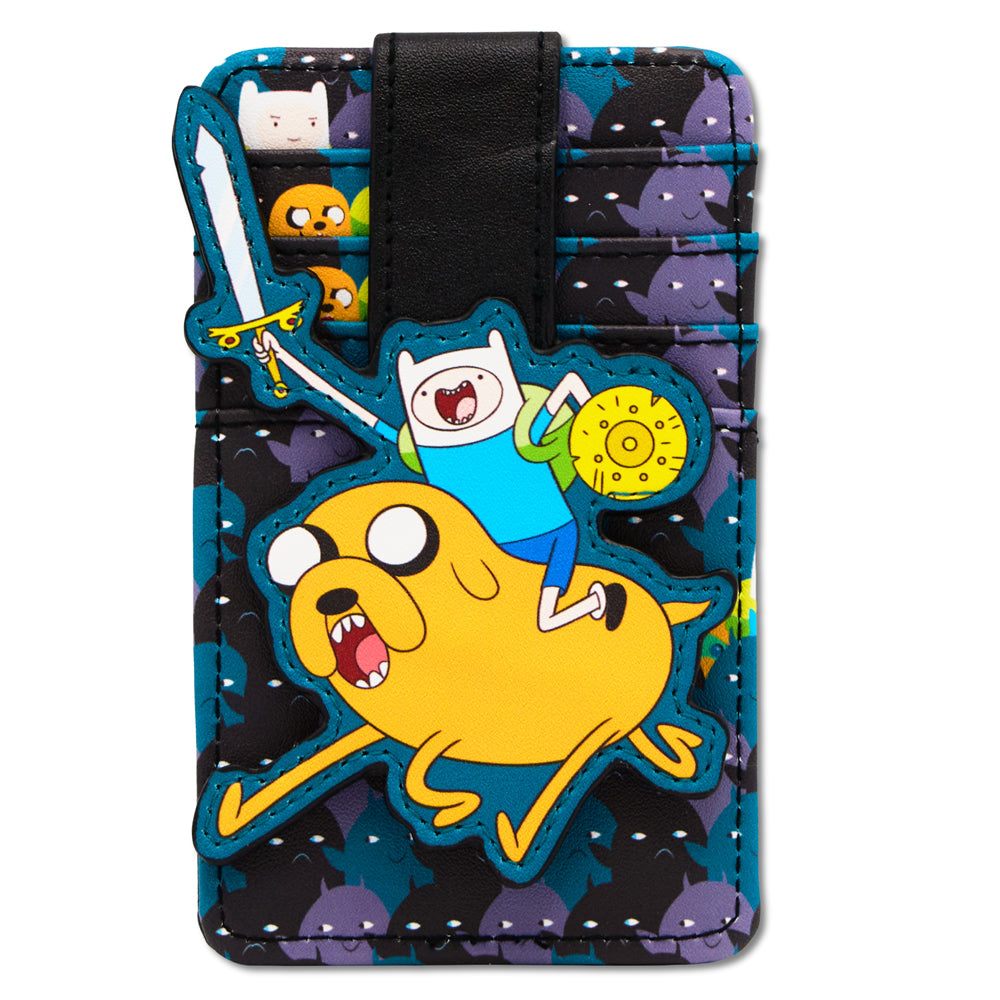 Adventure Time Wallet, Character Wallet ID Card Holder, Adventure Time Jake and Finn Action Pose, Vegan Leather Mini ID Wallets Adventure Time
