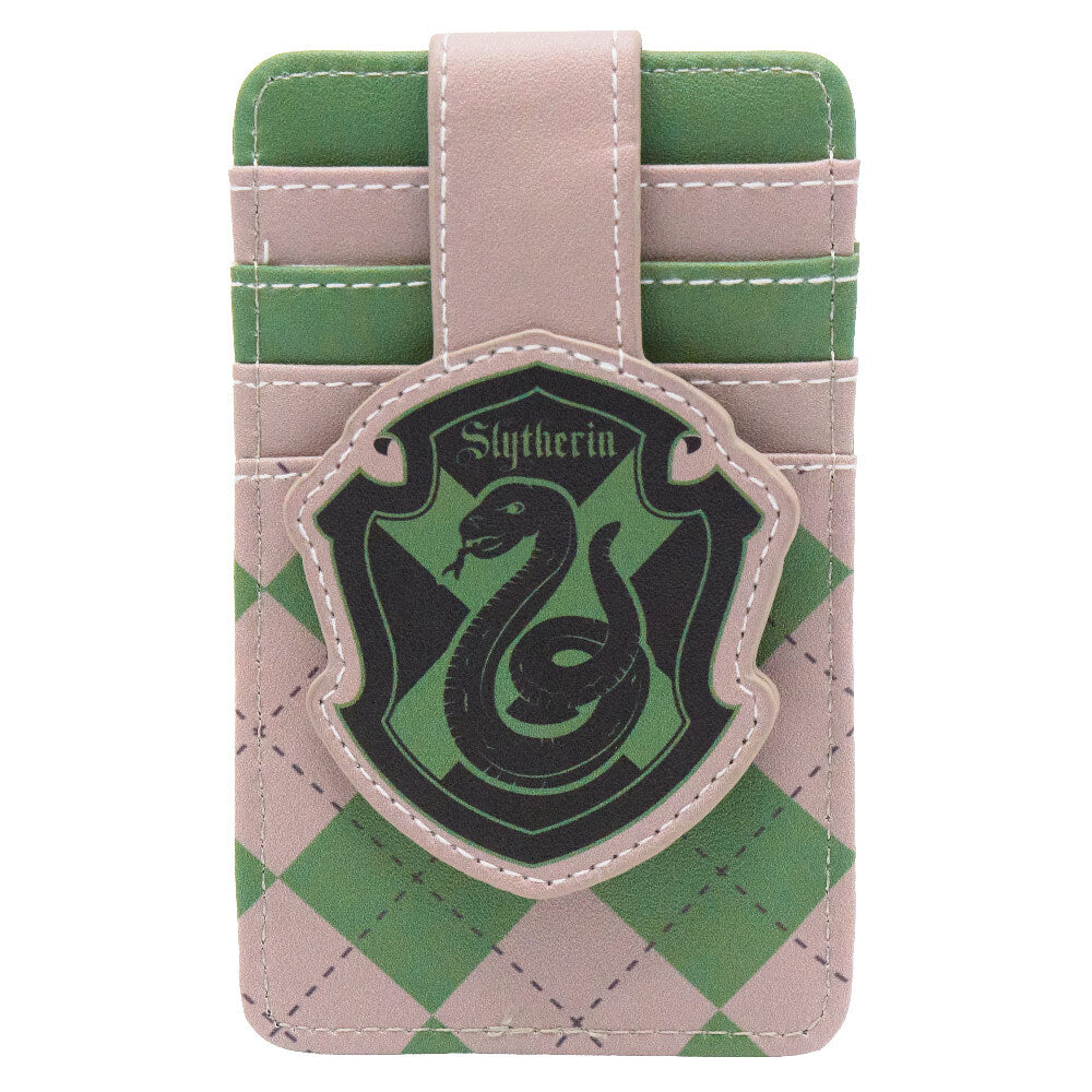 Harry Potter Wallet, Character Wallet ID Card Holder, Harry Potter Slytherin Crest Gray/Green, Vegan Leather Mini ID Wallets Harry Potter