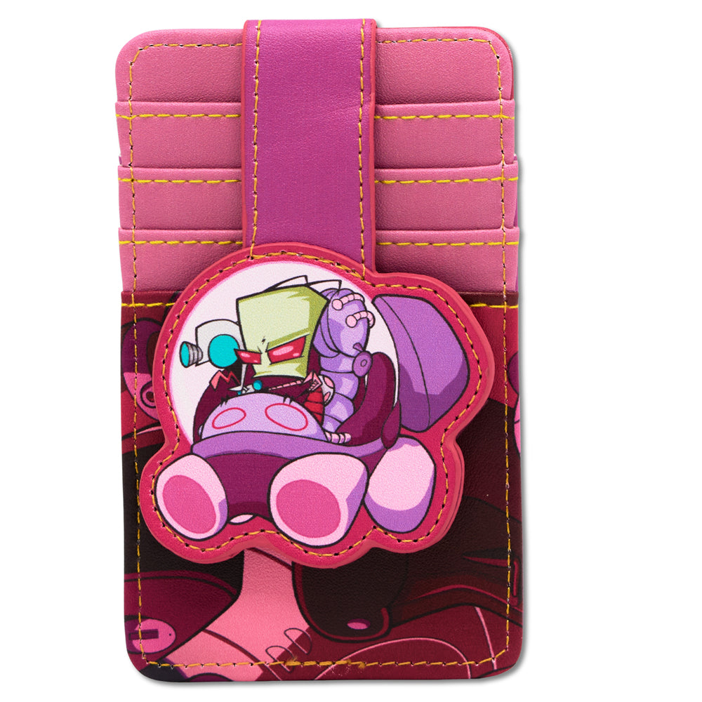 Invader Zim Wallet, Character Wallet ID Card Holder, Invader Zim and GIR Voot Runner Pose Pinks, Vegan Leather Mini ID Wallets Invader Zim