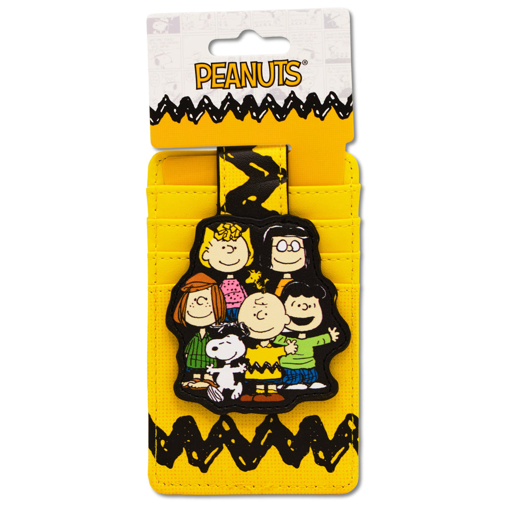 Peanuts Seven Character Group Pose ID Card Wallet – Fan Gear Vegan Leather Yellow Mini ID Wallets Peanuts