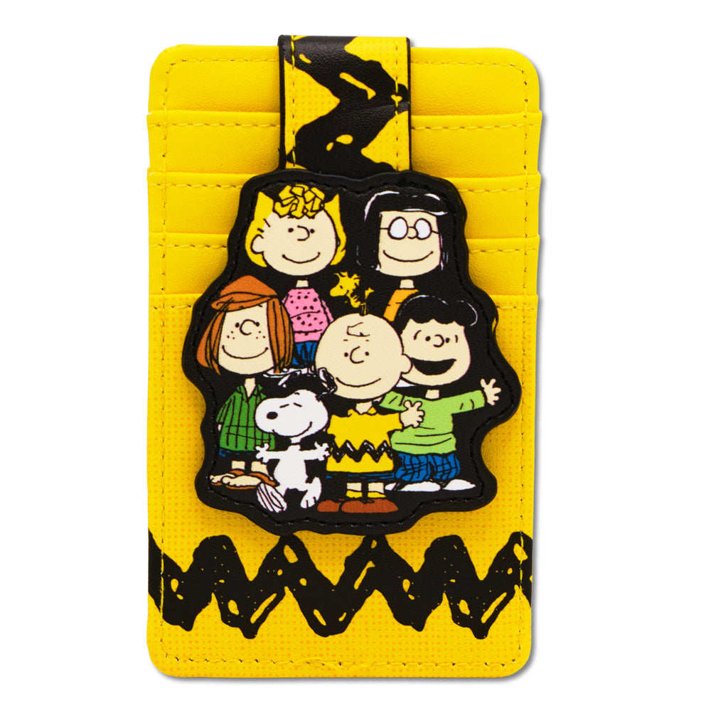 Peanuts Seven Character Group Pose ID Card Wallet – Fan Gear Vegan Leather Yellow Mini ID Wallets Peanuts