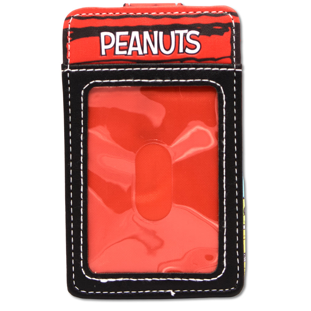 Snoopy Sleeping Dog House ID Card Wallet – Peanuts Vegan Leather Black Mini ID Wallets Peanuts