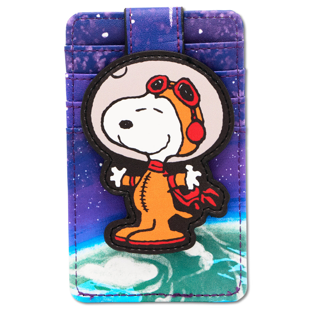 Astronaut Snoopy Poses ID Card Wallet – Peanuts Vegan Leather Blues Mini ID Wallets Peanuts