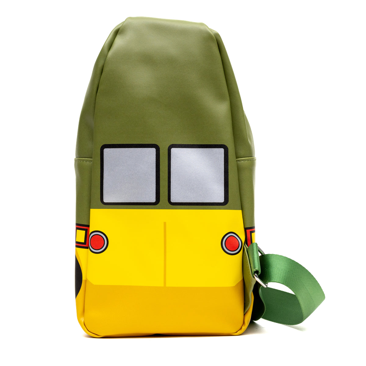 Nickelodeon Vegan Leather Crossbody Sling Bag, Teenage Mutant Ninja Turtles Party Van Close Up, Olive Green, 7" x 14" Crossbody Bags Nickelodeon   