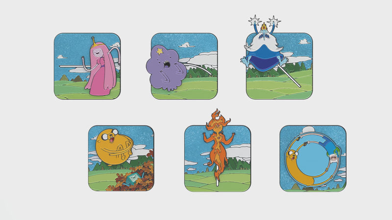 Adventure Time Interactive Mystery Enamel Pin Blind Box Series, Flame Princess, Ice King, Jake and BMO, Jake and Finn, Lumpy Space Princess, or Princess Bubblegum Blind Box Pins Adventure Time