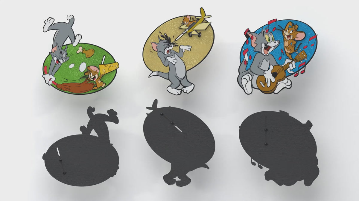 Load video: Tom and Jerry Interactive Mystery Enamel Pin Blind Box Series, Music, Jump Rope, Airplane, Cheese, Skateboard, or Chasing Blind Box Pins Hanna Barbera