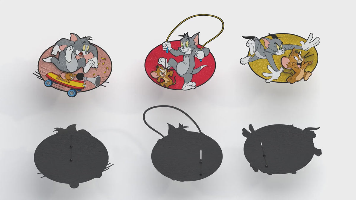Load video: Tom and Jerry Interactive Mystery Enamel Pin Blind Box Series, Music, Jump Rope, Airplane, Cheese, Skateboard, or Chasing Blind Box Pins Hanna Barbera