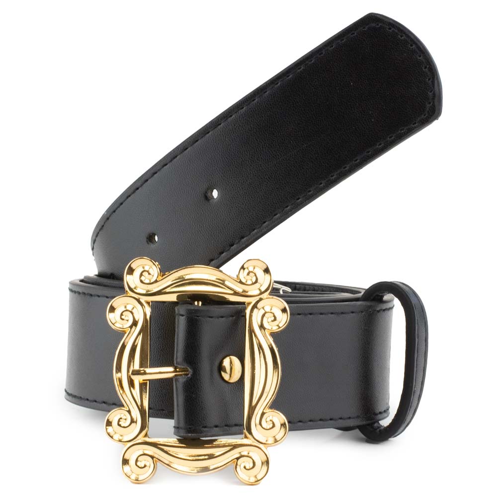 Friends Monica's Peephole Frame Gold Cast Buckle - Black PU Strap Belt Cast Buckle Belts Friends   