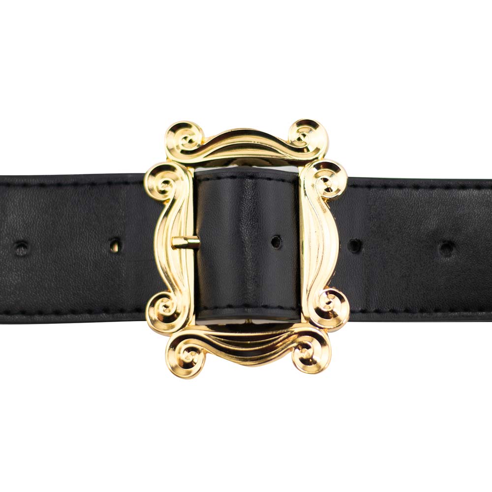 Friends Monica's Peephole Frame Gold Cast Buckle - Black PU Strap Belt Cast Buckle Belts Friends   