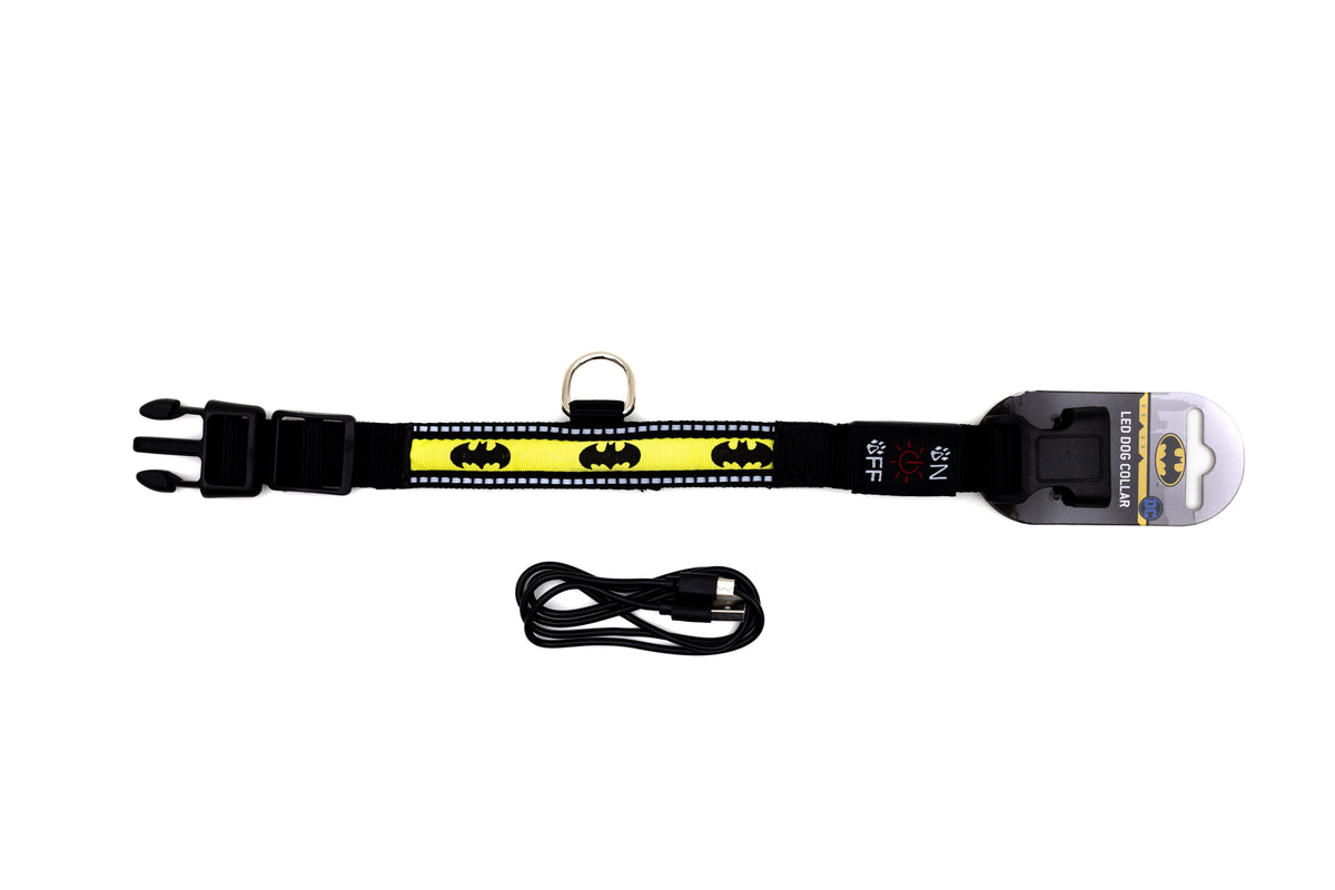 DC Comics Collar, Light Up, Batman Bat Logo Light Up Dog Collars DC Comics   