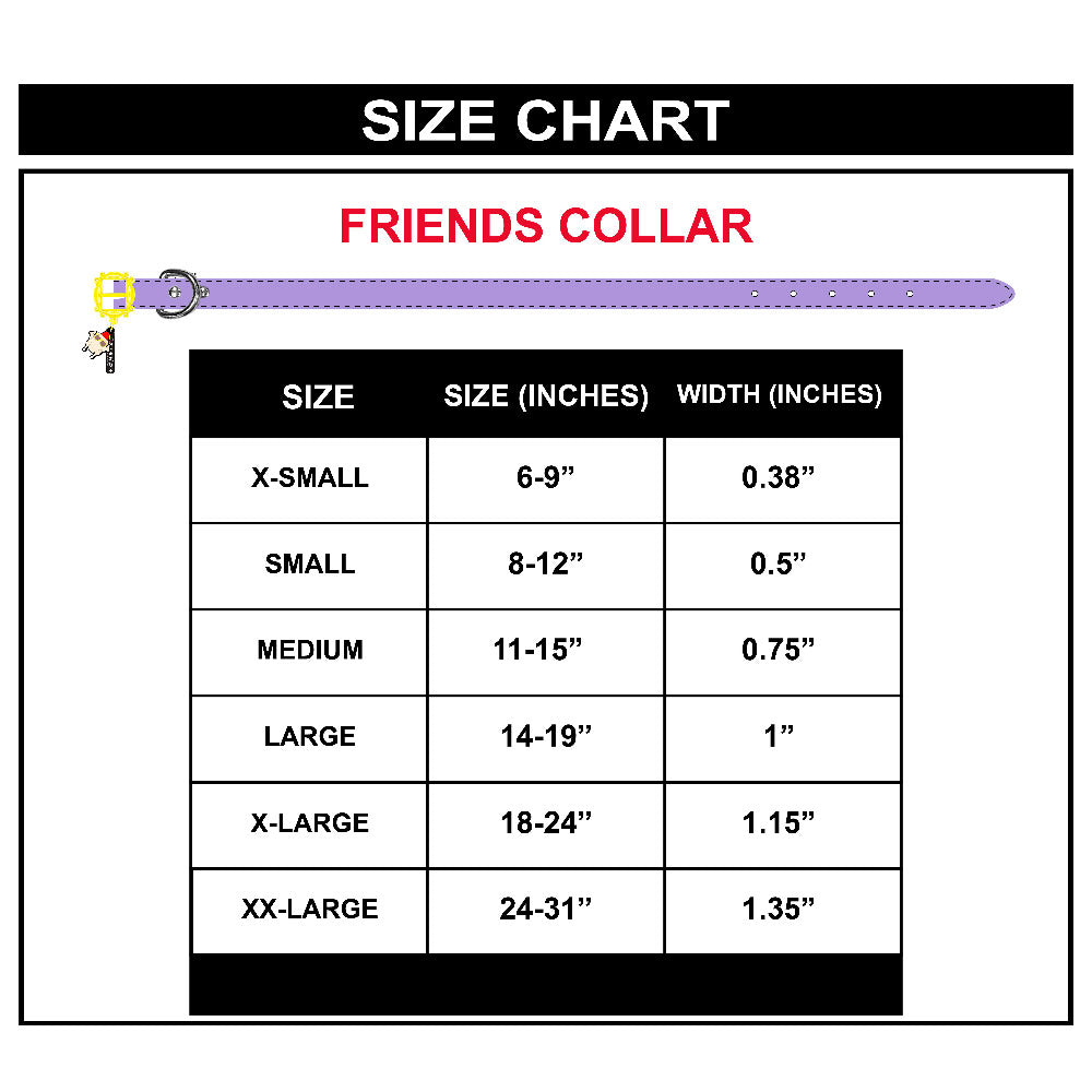 Vegan Leather Dog Collar - Friends Purple with Monica's Door Frame Buckle & Metal Charms Dog Collars Vegan Leather Friends