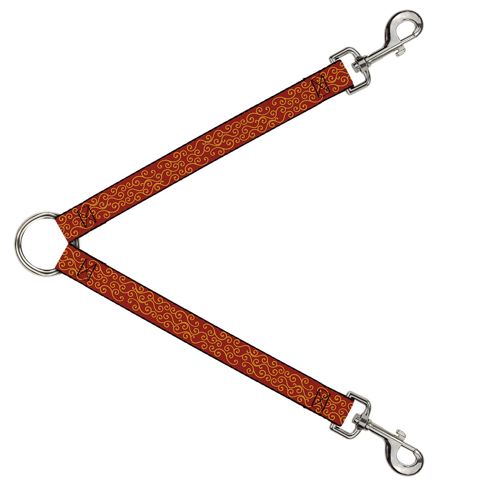 Dog Leash Splitter - Holiday Trim Swirls Red/Gold Dog Leash Splitters Buckle-Down   