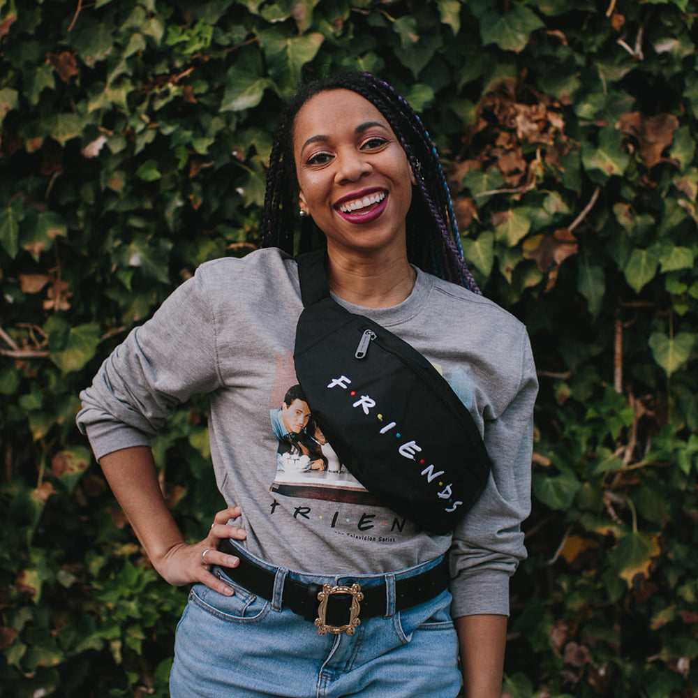 Fanny Pack - FRIENDS Logo Black White Multi Color Fanny Packs Friends   