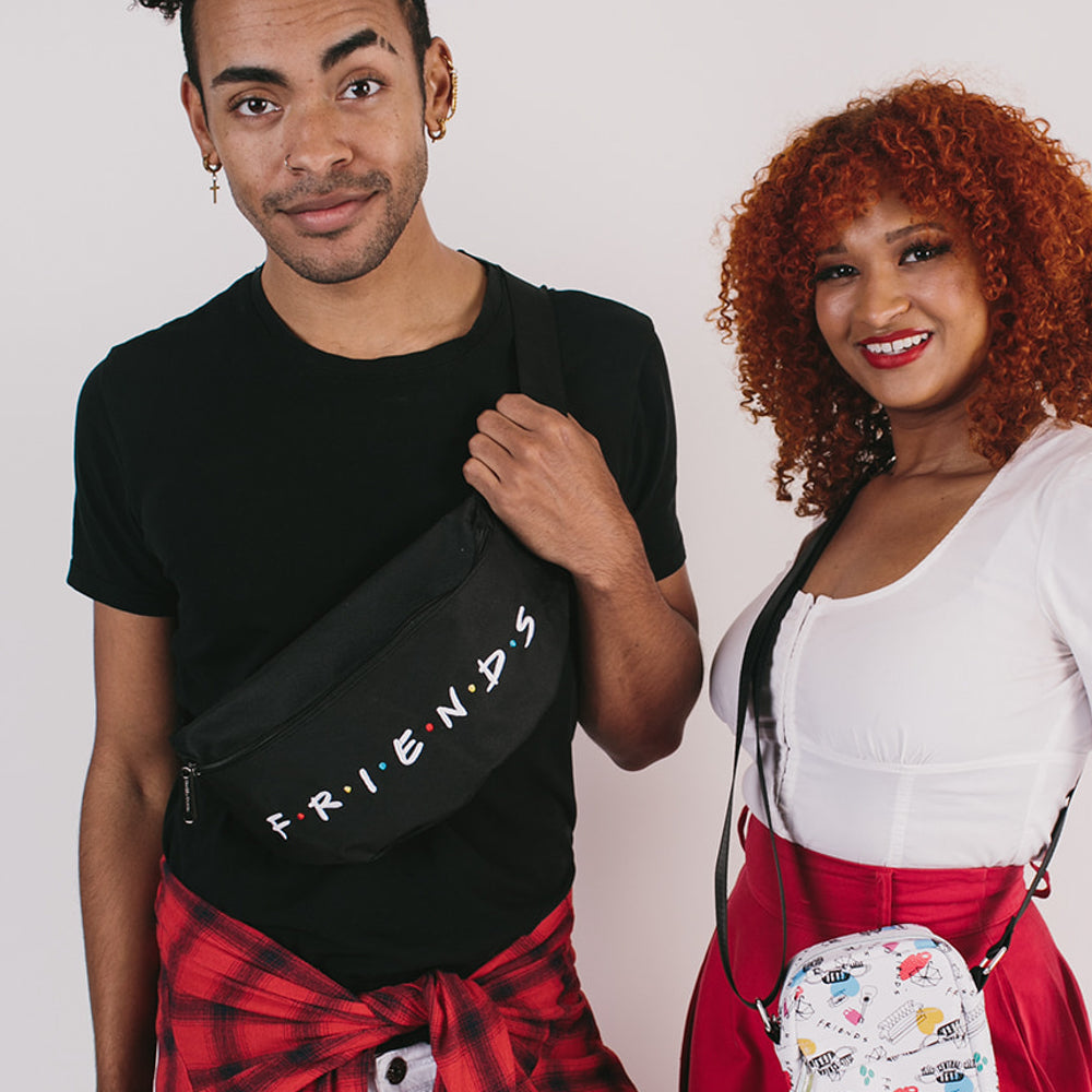 Fanny Pack - FRIENDS Logo Black White Multi Color Fanny Packs Friends   