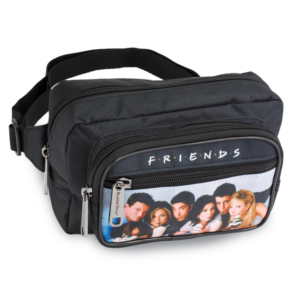 Fanny Pack - FRIENDS Vivid 6-Character Milk Shake Pose Black White Multi Color Fanny Packs Friends   