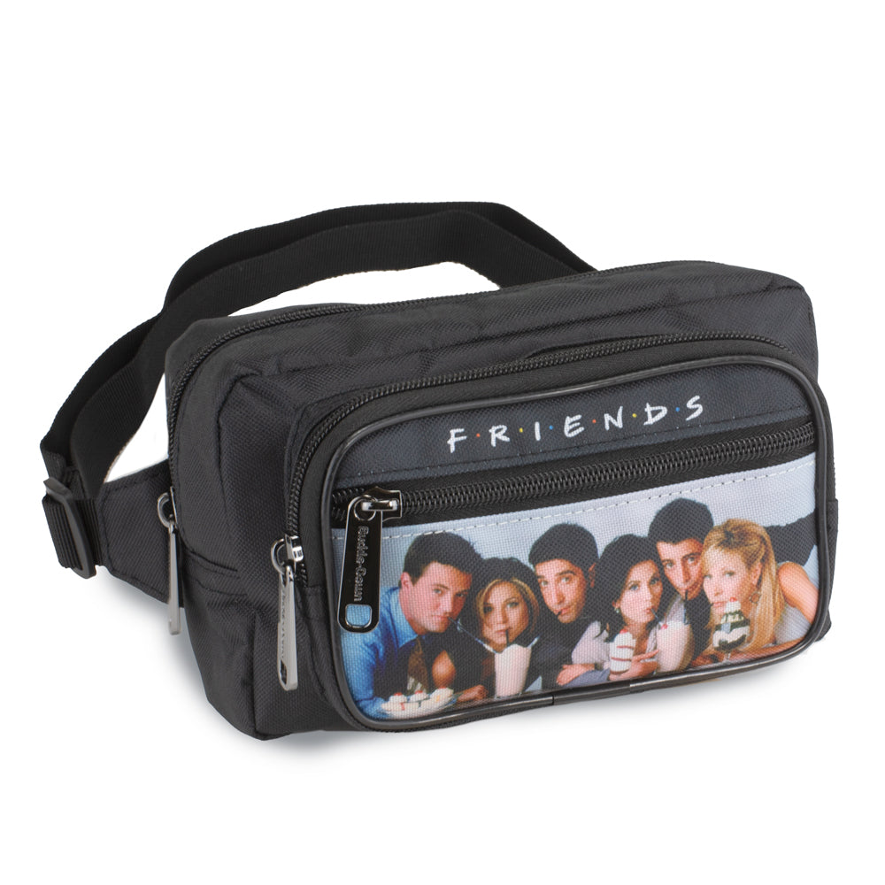 Fanny Pack - FRIENDS Vivid 6-Character Milk Shake Pose Black White Multi Color Fanny Packs Friends   