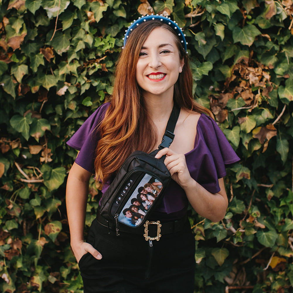 Fanny Pack - FRIENDS Vivid 6-Character Milk Shake Pose Black White Multi Color Fanny Packs Friends   