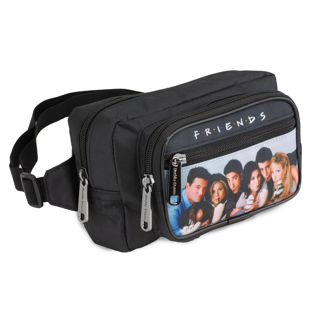 Fanny Pack - FRIENDS Vivid 6-Character Milk Shake Pose Black White Multi Color Fanny Packs Friends   