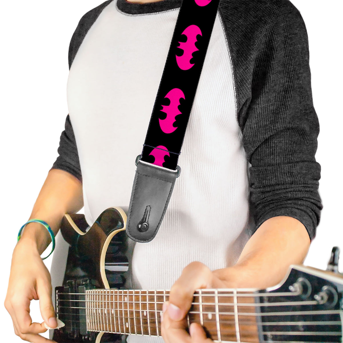 Guitar Strap - Batman Signal Black/Fuchsia Guitar Straps DC Comics   
