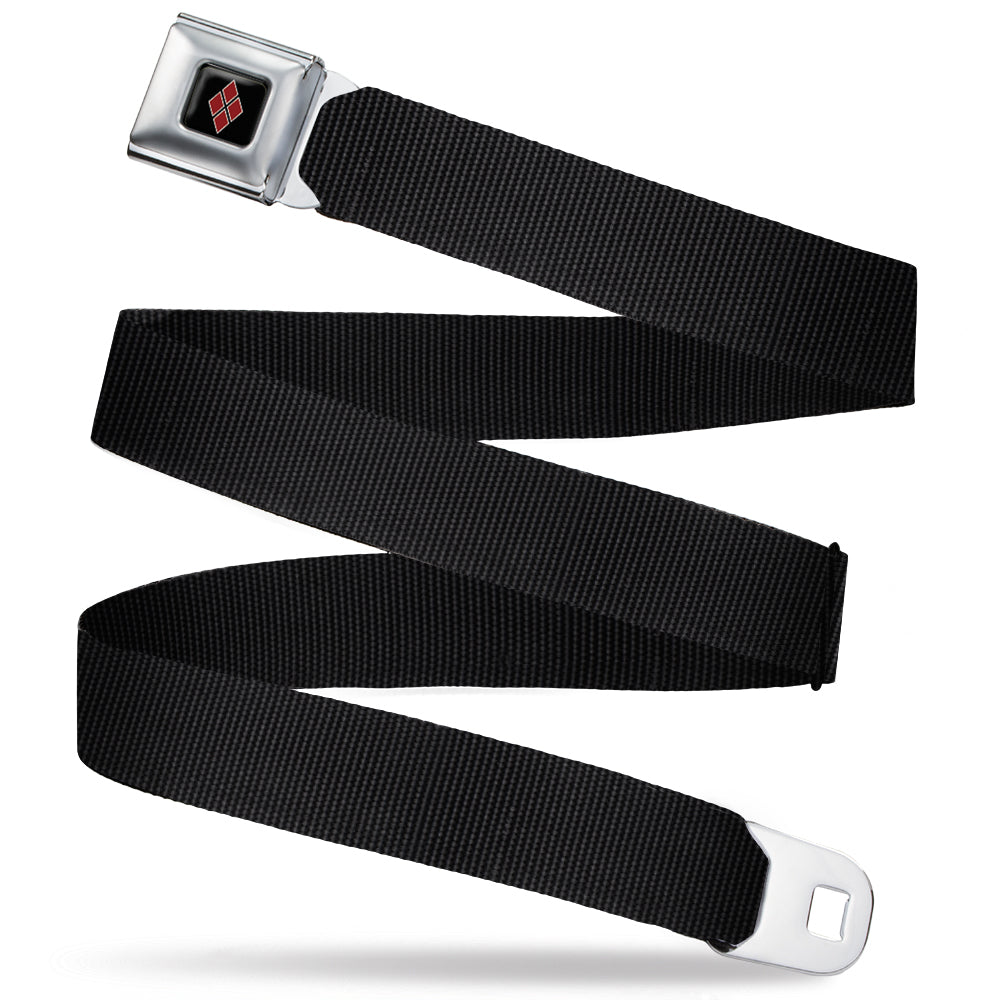 Harley Quinn Diamond Full Color Black/Red Seatbelt Belt - Black Webbing Seatbelt Belts DC Comics   