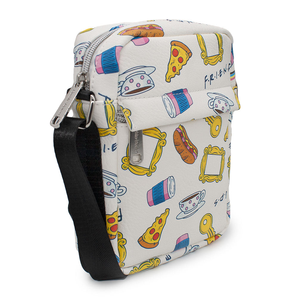 Women's Crossbody Wallet - Friends Television Show Icons Collage White Multi Color Crossbody Bags Friends   