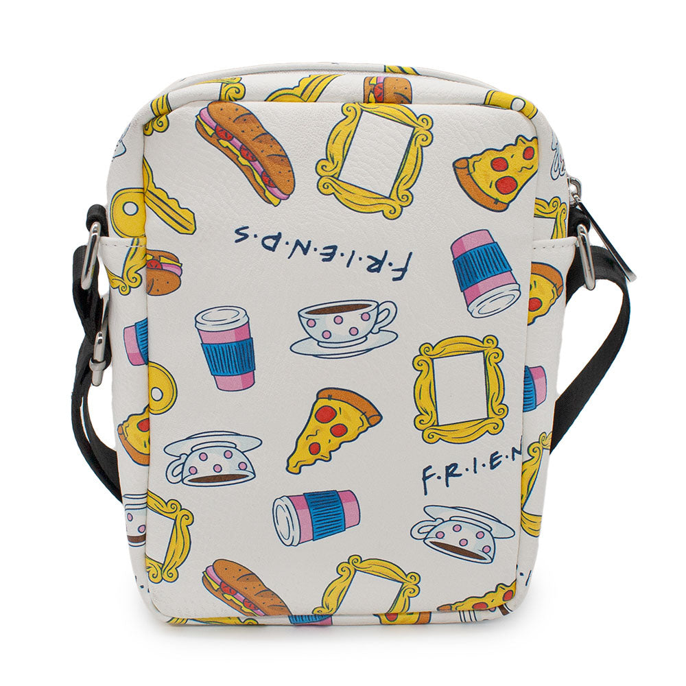Women's Crossbody Wallet - Friends Television Show Icons Collage White Multi Color Crossbody Bags Friends   