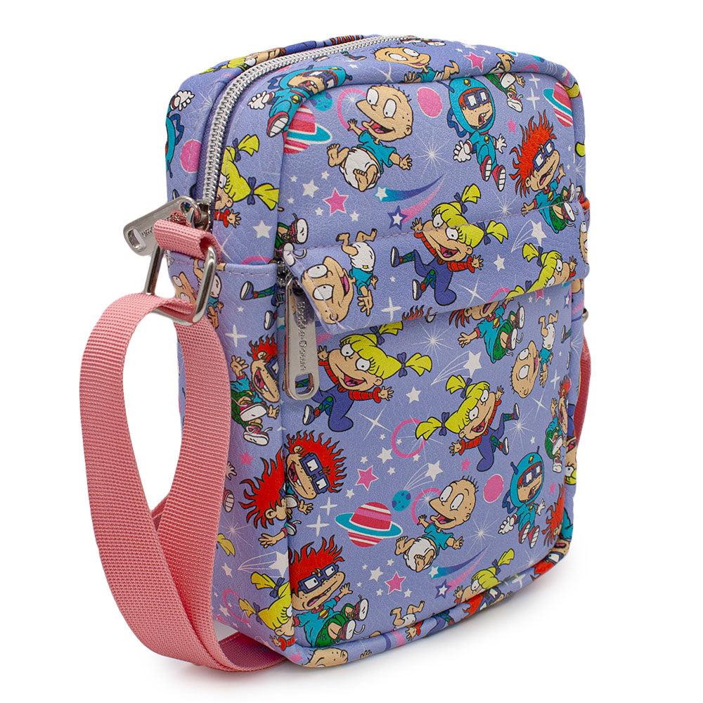 Women's Crossbody Wallet - Rugrats Characters and Icons Collage Lavender Crossbody Bags Nickelodeon   
