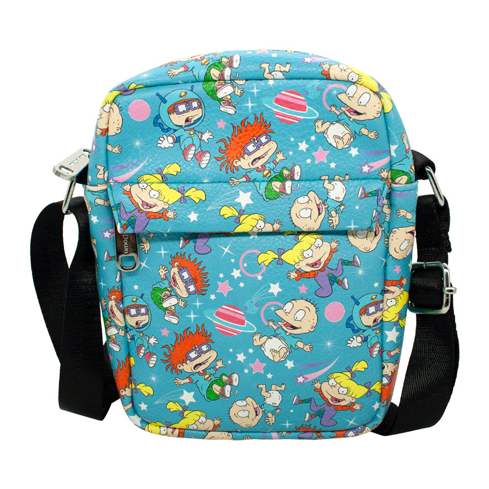 Crossbody Wallet - Rugrats Characters and Icons Collage Blue Crossbody Bags Nickelodeon   