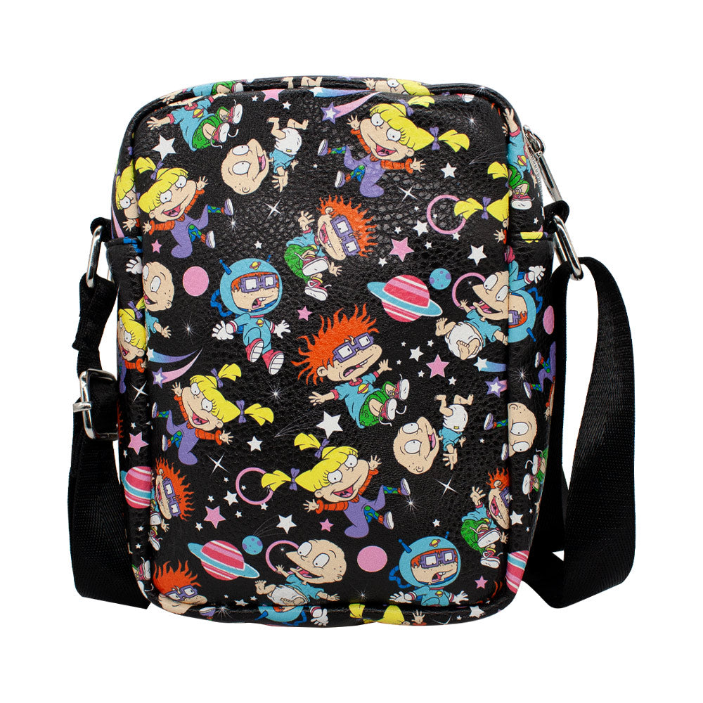 Women's Crossbody Wallet - Rugrats Characters and Icons Collage Black Crossbody Bags Nickelodeon   