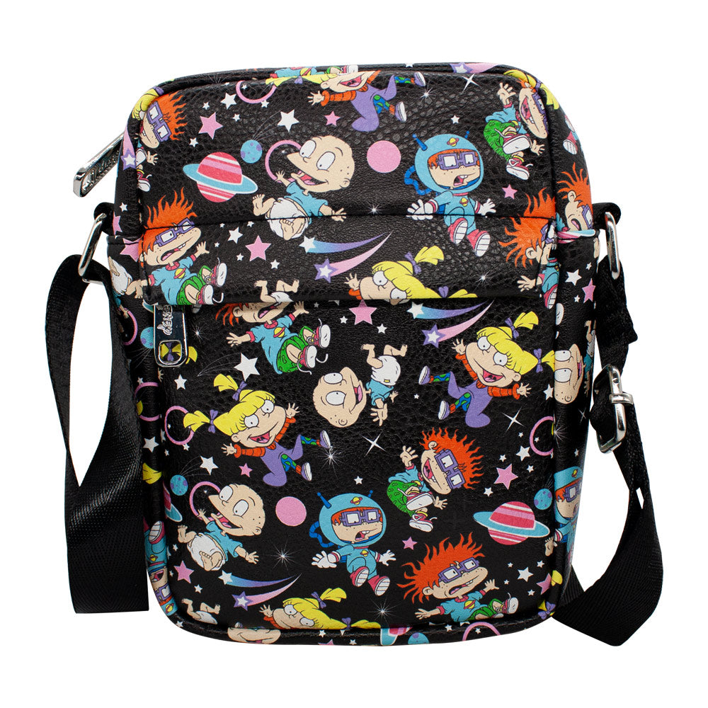 Women's Crossbody Wallet - Rugrats Characters and Icons Collage Black Crossbody Bags Nickelodeon   