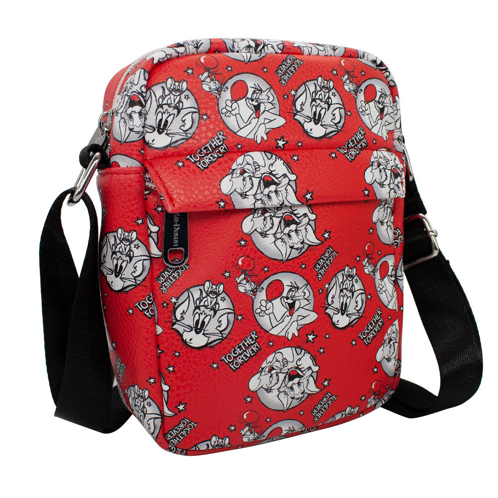 Women's Crossbody Wallet - Tom and Jerry TOGETHER FOREVER Poses Red Crossbody Bags Hanna Barbera