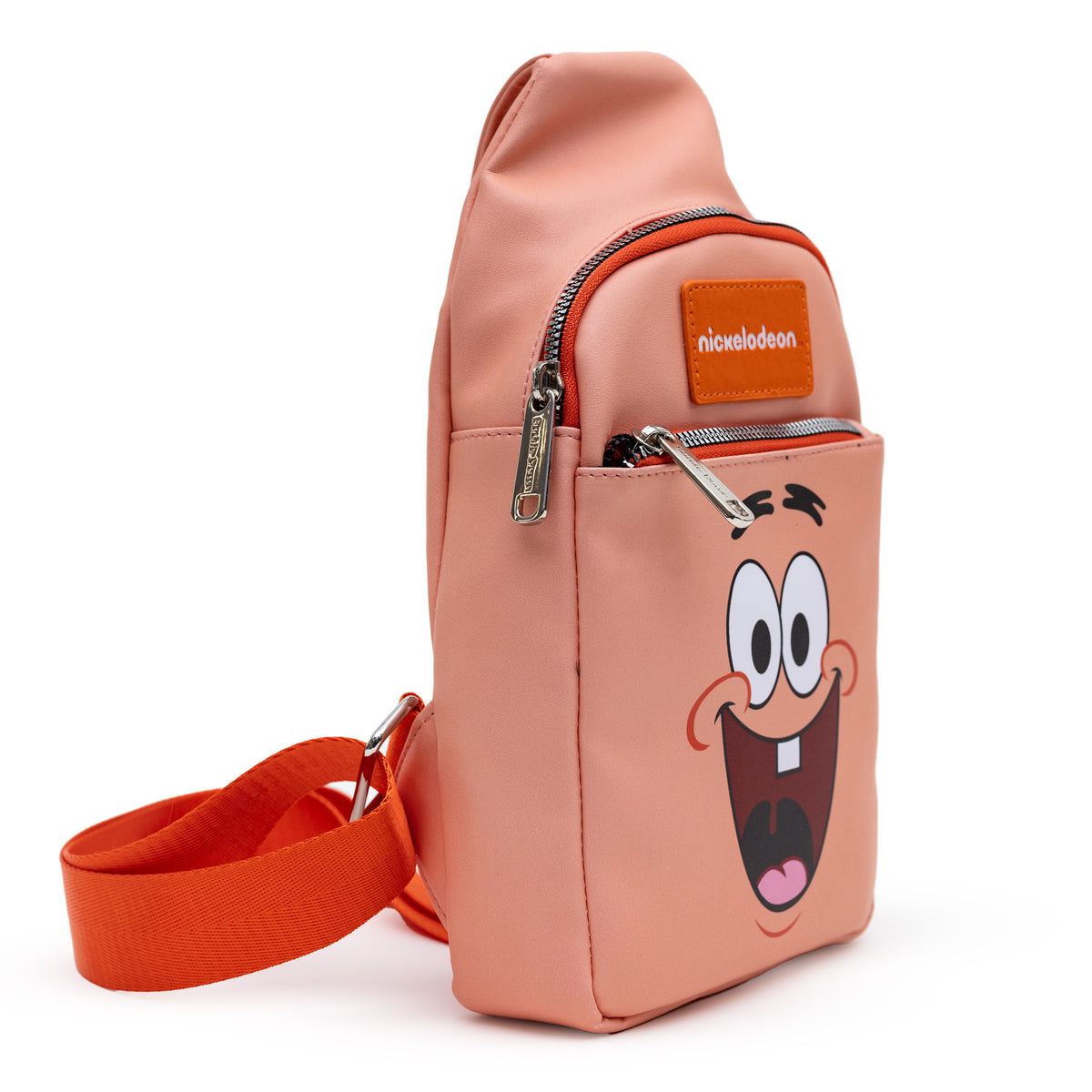 Nickelodeon Bag, Sling, SpongeBob Patrick Star Close Up, Salmon Orange, Bounding, Vegan Leather Crossbody Bags Nickelodeon   