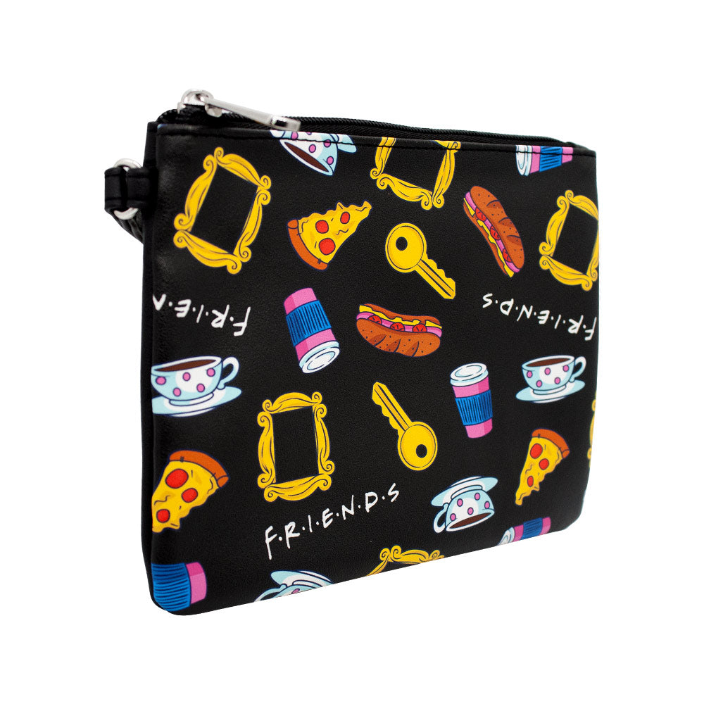 Women's Wallet Single Pocket Wristlet - Friends Television Show Icons Collage Black Multi Color Wristlets Friends   